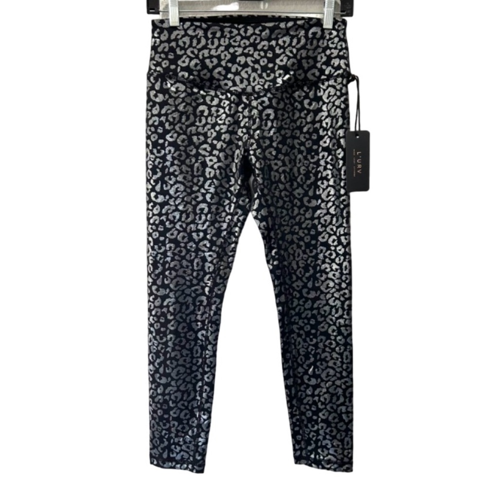 L’urv women’s Activate leggings M black silver animal print Revolve gym yoga NWT
